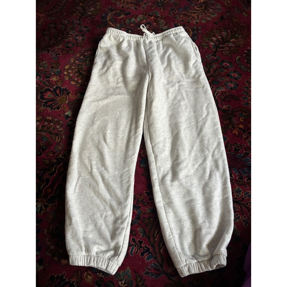 American Eagle Jogger Women M Gray Fleece Oversized High Waisted Sweatpants